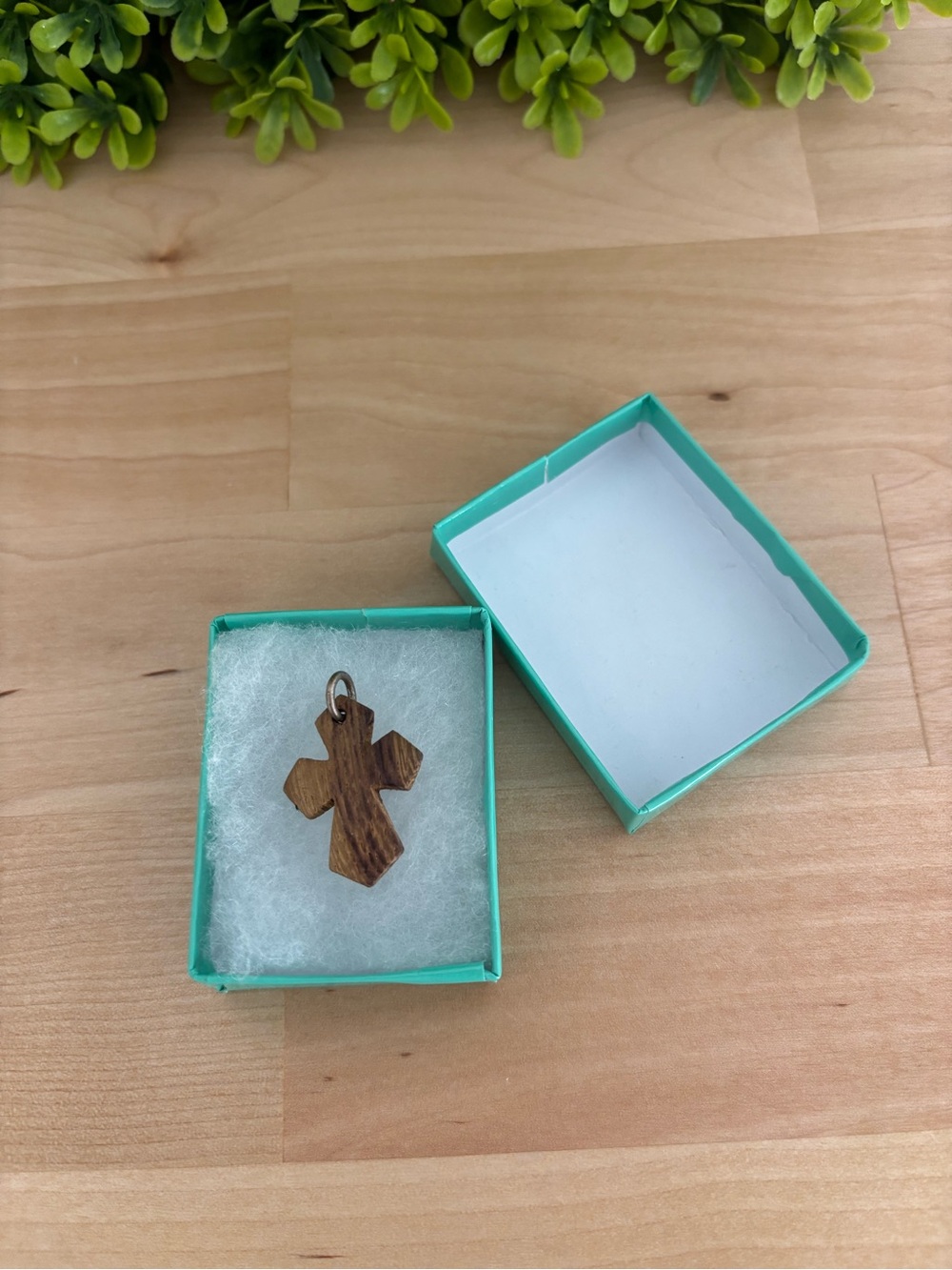 Wooden Cross Pendant Necklace - Natural Brown